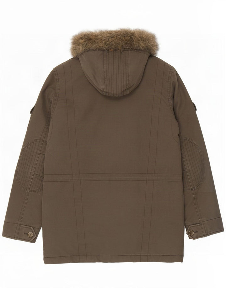 Ted Baker Giacca Parka da uomo con cappuccio taglia 3 Cotone verde medio