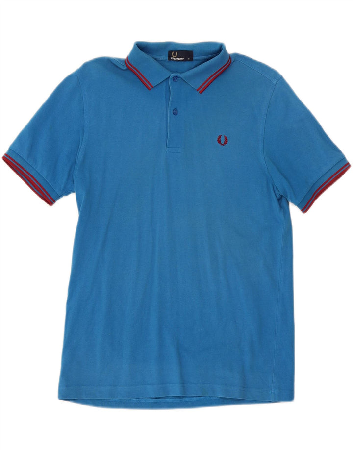Polo da uomo Fred Perry in cotone a righe blu medio