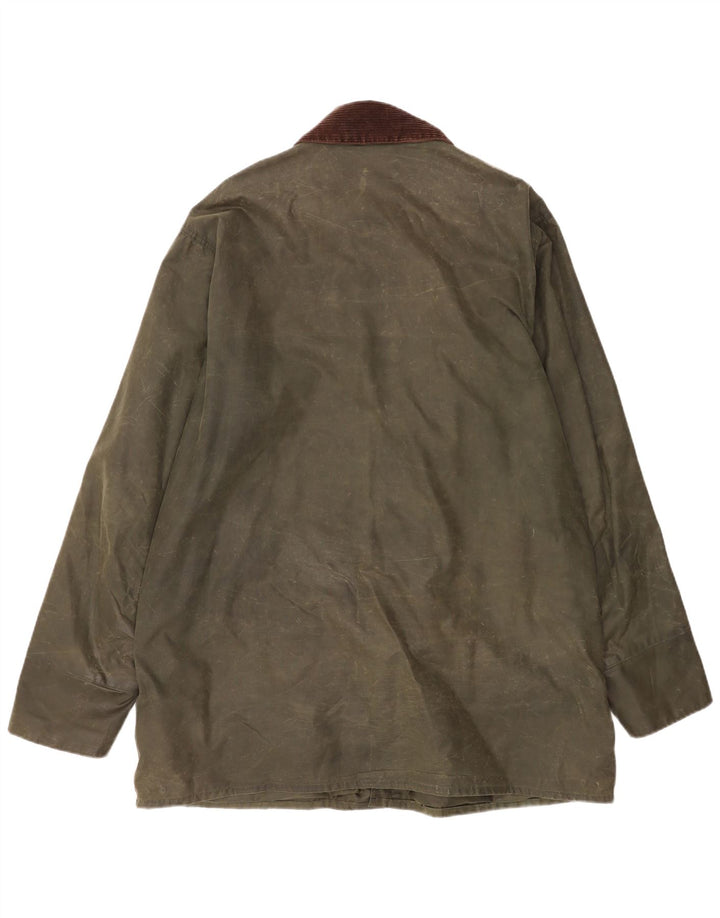 Giacca da uomo in cotone cerato vestibilità ampia con bordo Barbour EU 48 Cotone verde medio