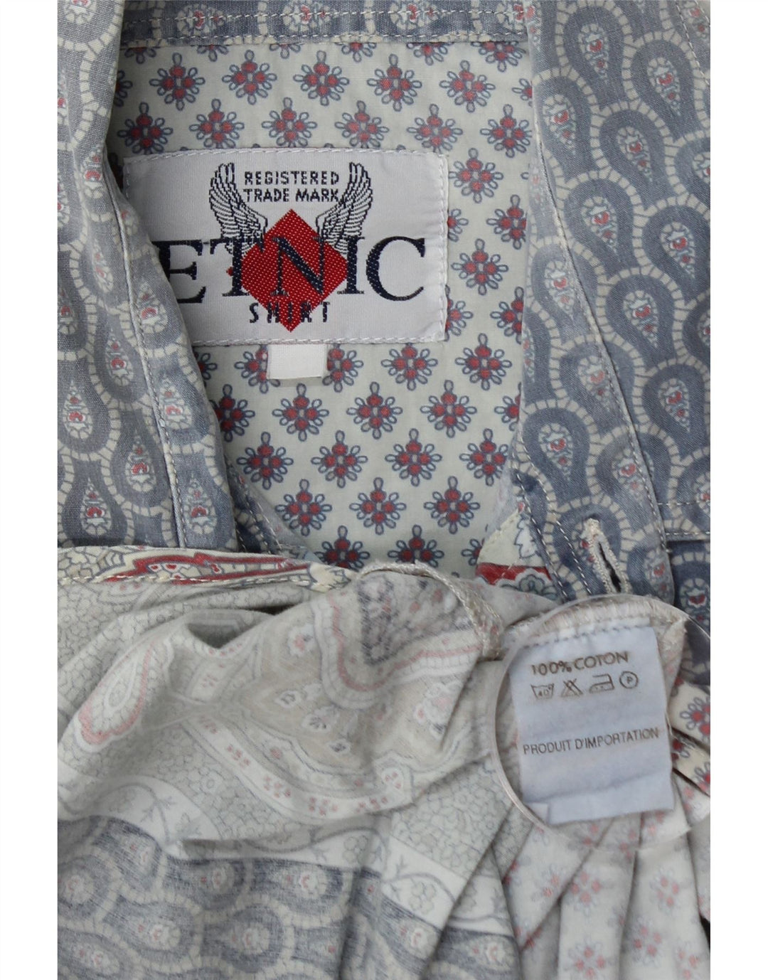 Camicia da uomo VINTAGE in cotone floreale blu medio