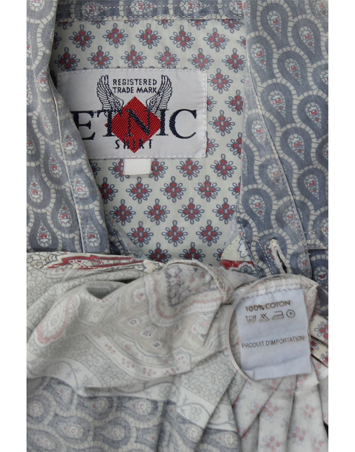 Camicia da uomo VINTAGE in cotone floreale blu medio