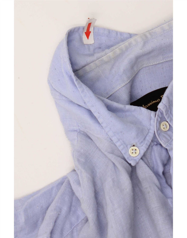 Camicia Uomo Massimo Dutti XL Lino Blu