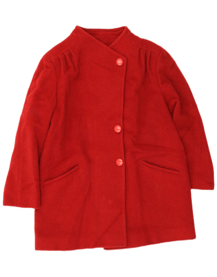 Cappotto vintage da donna UK 18 XL in lana vergine rossa