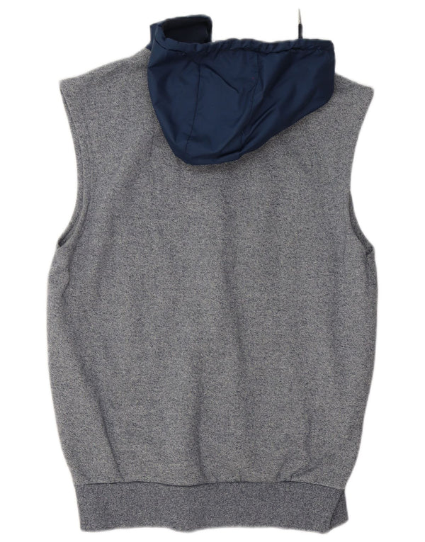 Maglione con cappuccio e zip senza maniche da uomo Ellesse in cotone chiazzato blu navy medio