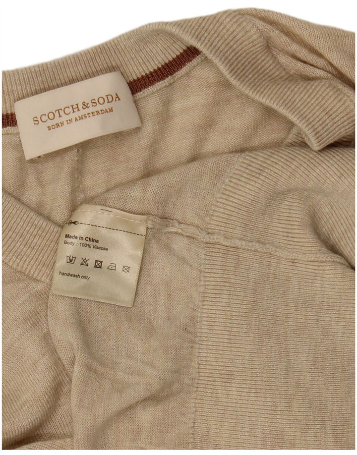SCOTCH & SODA Maglione da donna con scollo a V UK 14 Viscosa beige medio