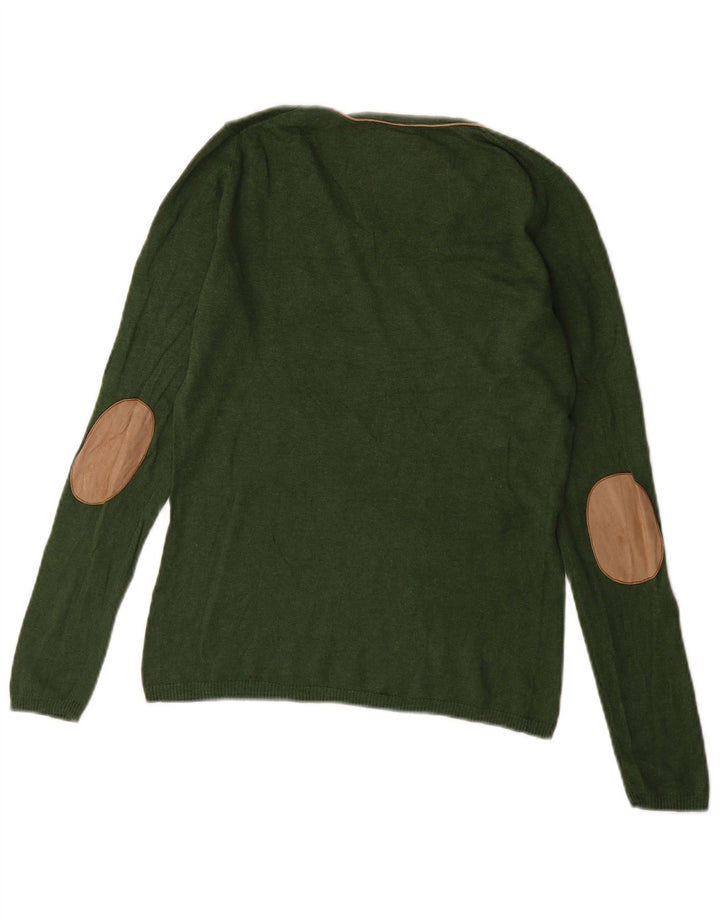 Massimo Dutti Maglione da donna con scollo a barchetta UK 12 Seta verde medio