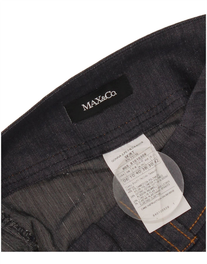 Gonna in denim da donna Max & Co. UK 10 Small W30 Blu Navy Poliammide