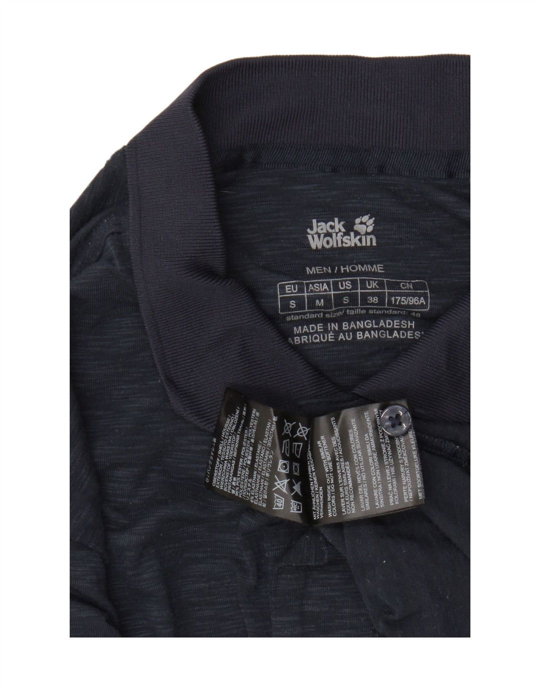 Polo da uomo JACK WOLFSKIN UK 38 Small Poliestere screziato blu navy