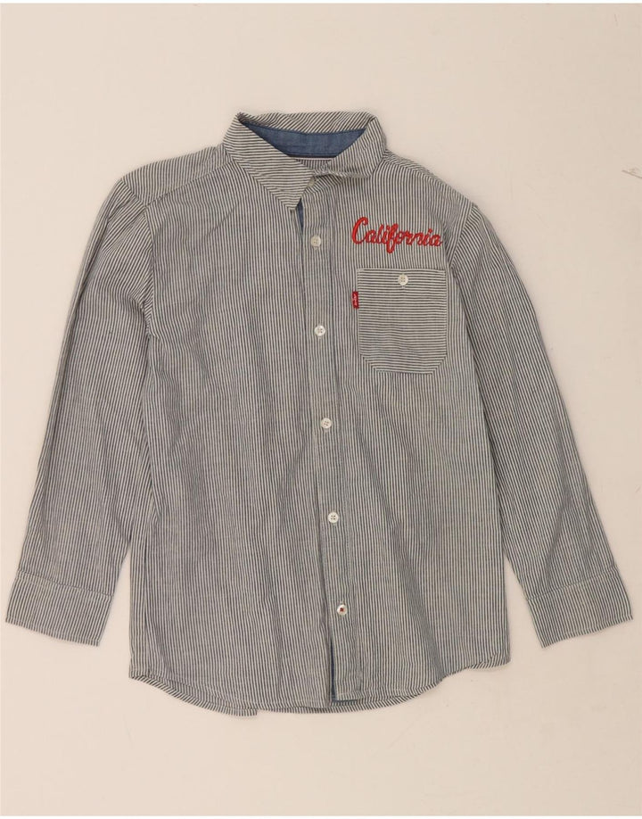 LEVI'S Boys Graphic Shirt 8-9 Years Small Grey Pinstripe Cotton Vintage Levi's and Second-Hand Levi's from Messina Hembry 