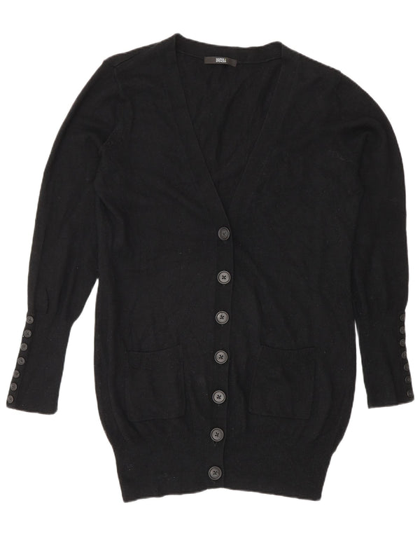 Maglione cardigan lungo da donna Marks & Spencer UK 12 Viscosa nera media