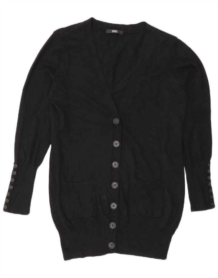 Maglione cardigan lungo da donna Marks & Spencer UK 12 Viscosa nera media