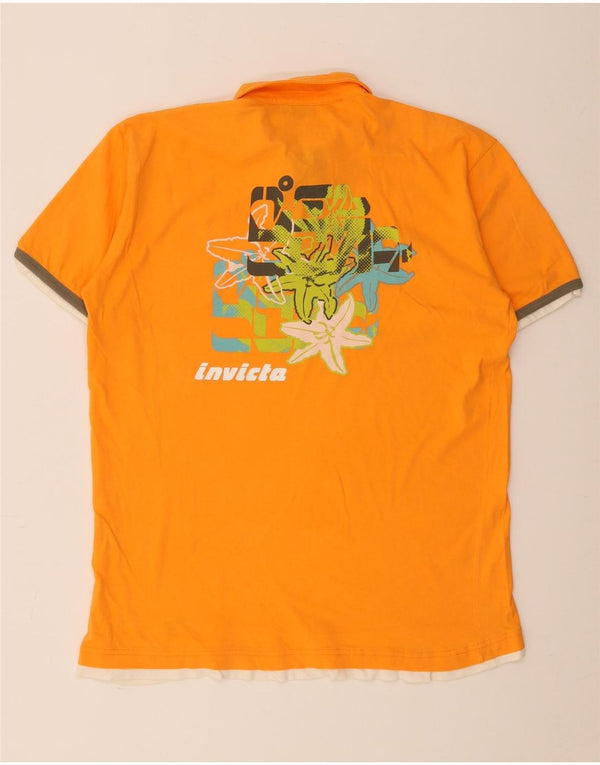 Polo grafica da uomo Invicta XL in cotone color block arancione