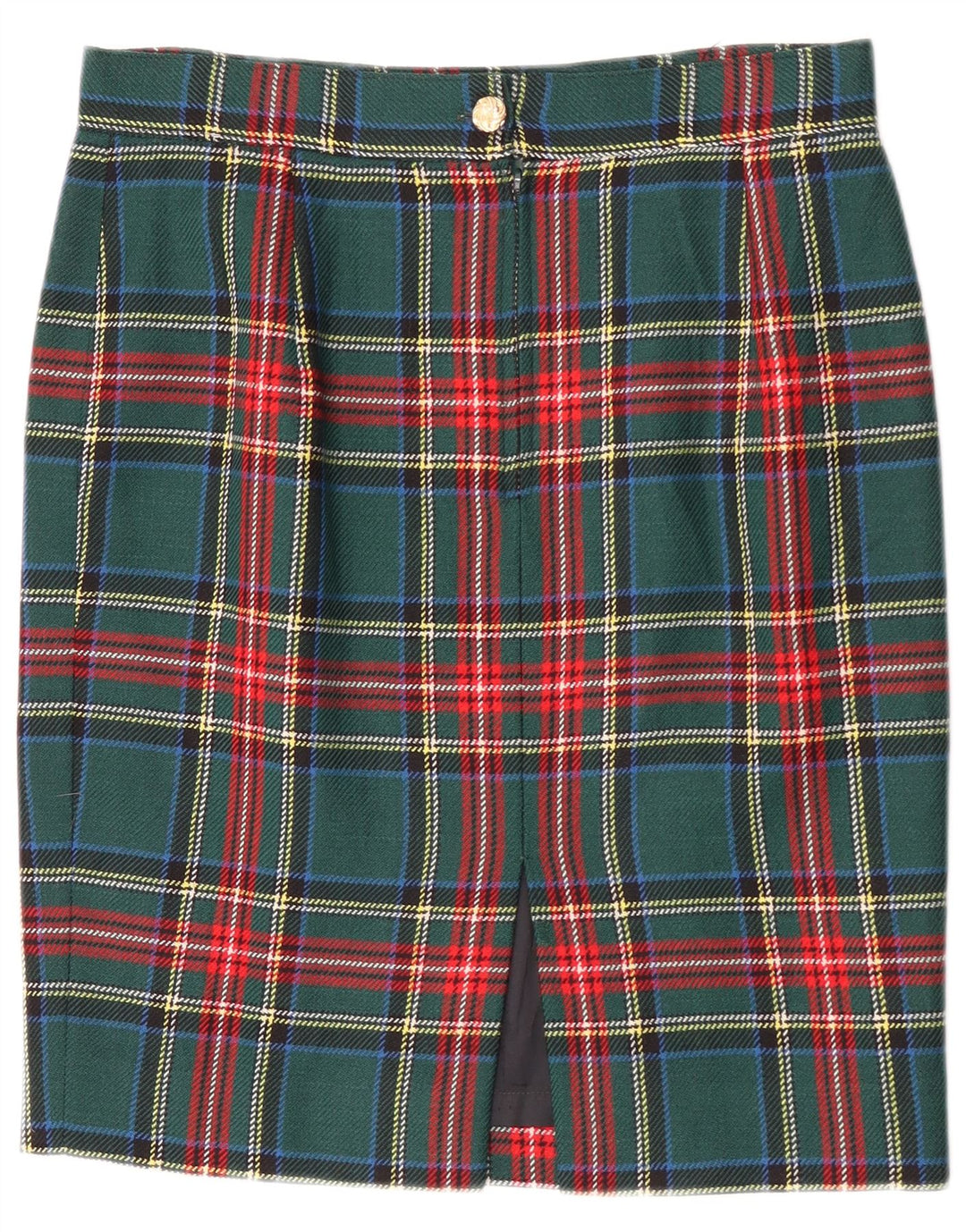 Gonna a tubino vintage da donna W30 scozzese verde medio