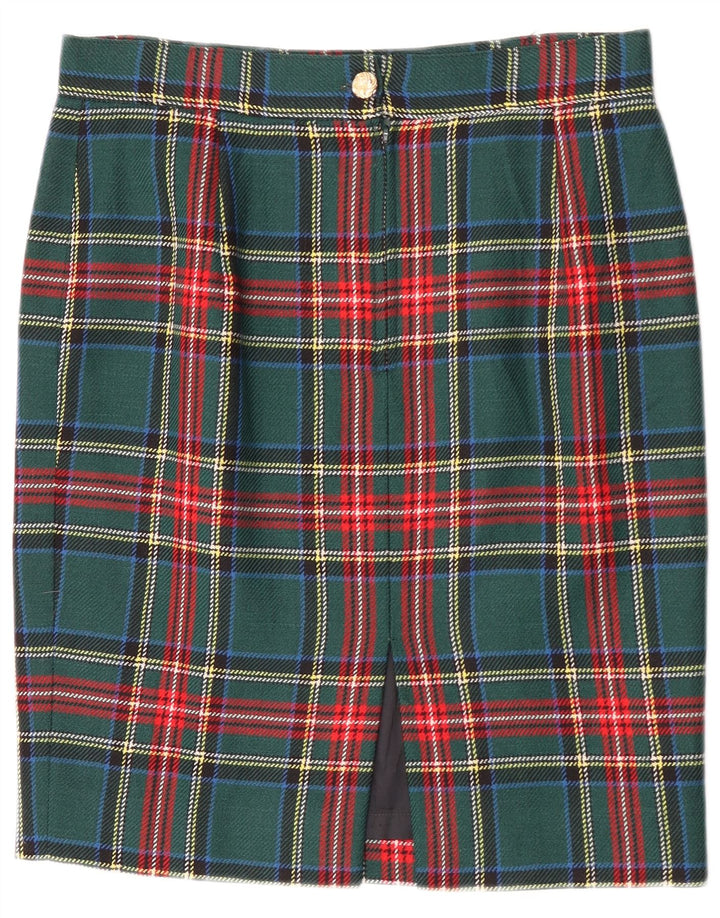 Gonna a tubino vintage da donna W30 scozzese verde medio