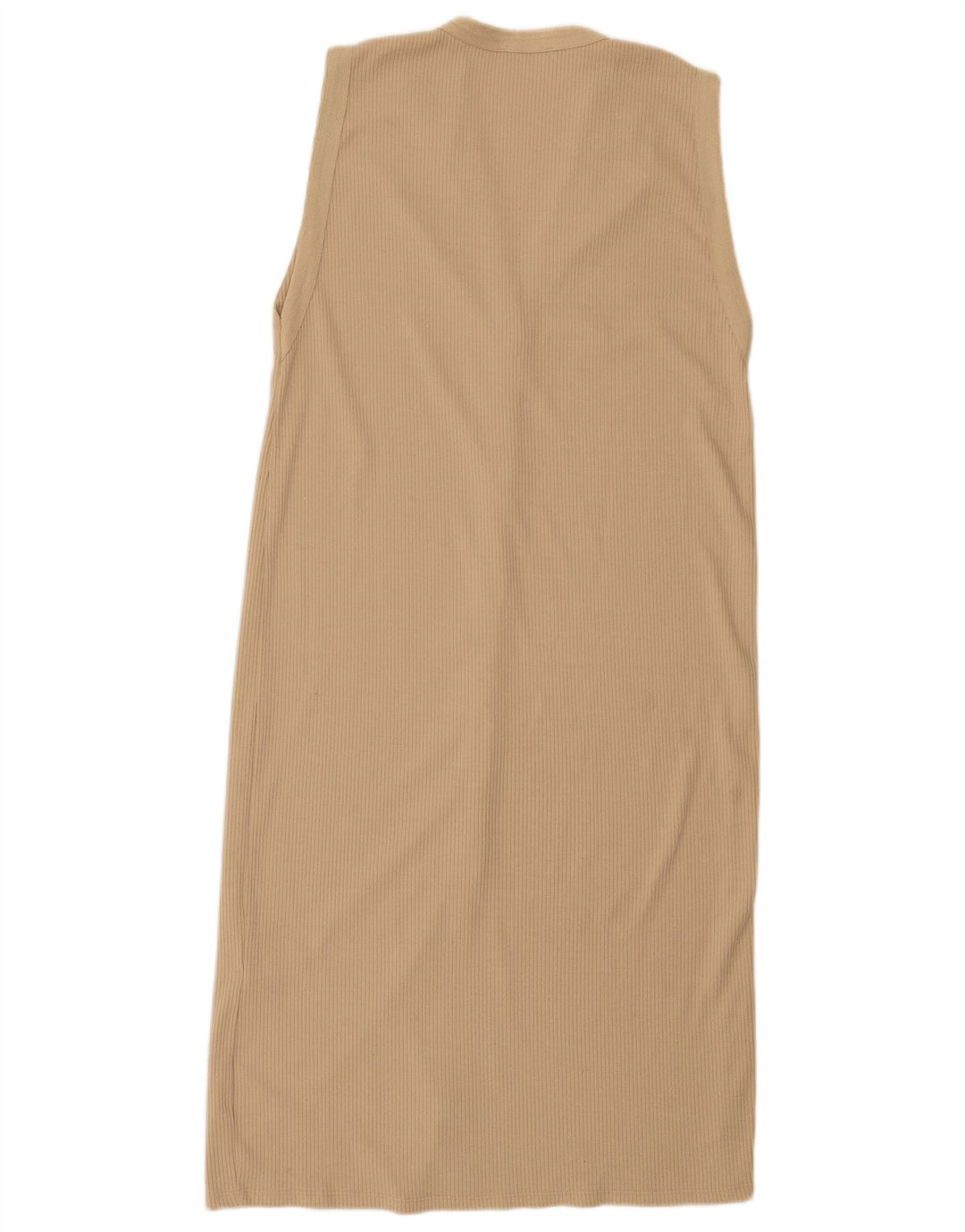 Vestito lungo senza maniche da donna Zara UK 16 Large Beige Poliestere