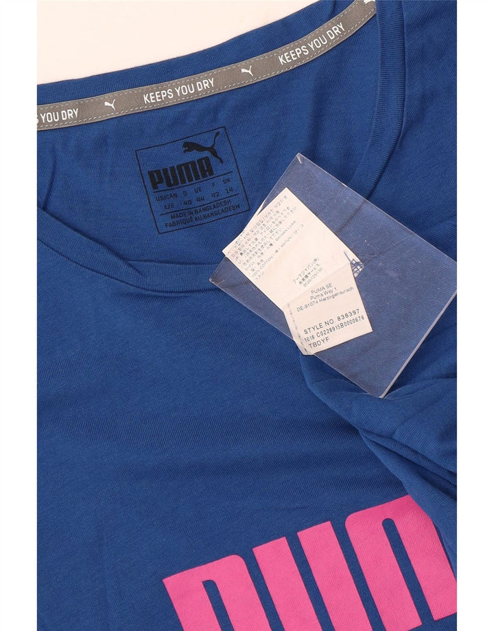 T-shirt grafica da donna Puma Top UK 14 cotone blu medio