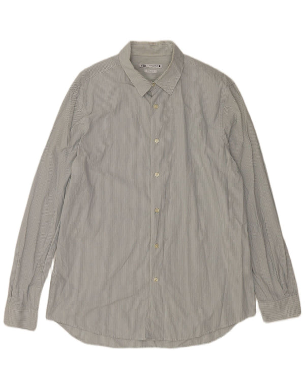 Camicia Zara da uomo vestibilità regolare XL in cotone a righe blu
