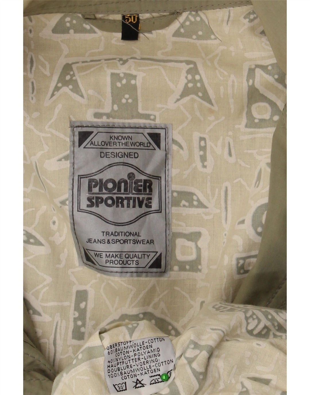 Giacca militare vintage da uomo IT 50 grande in cotone kaki