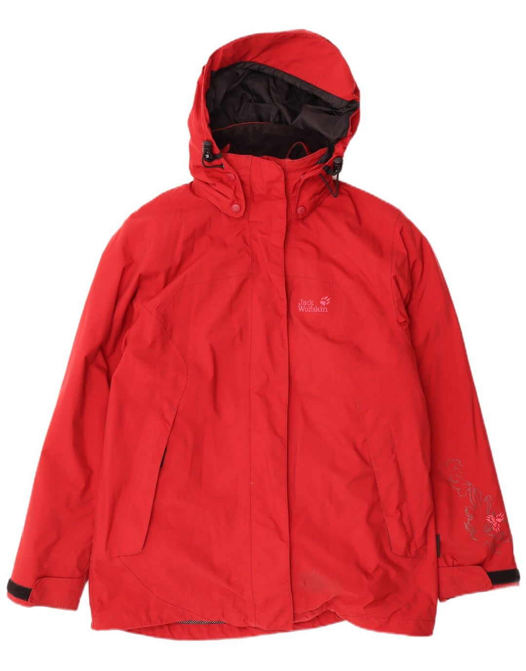 Giacca a vento con cappuccio da donna Jack Wolfskin UK 12 Medium Red Poliammide
