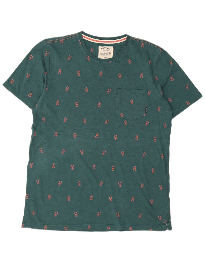 T-shirt da uomo Fat Face Top grande in cotone maculato verde