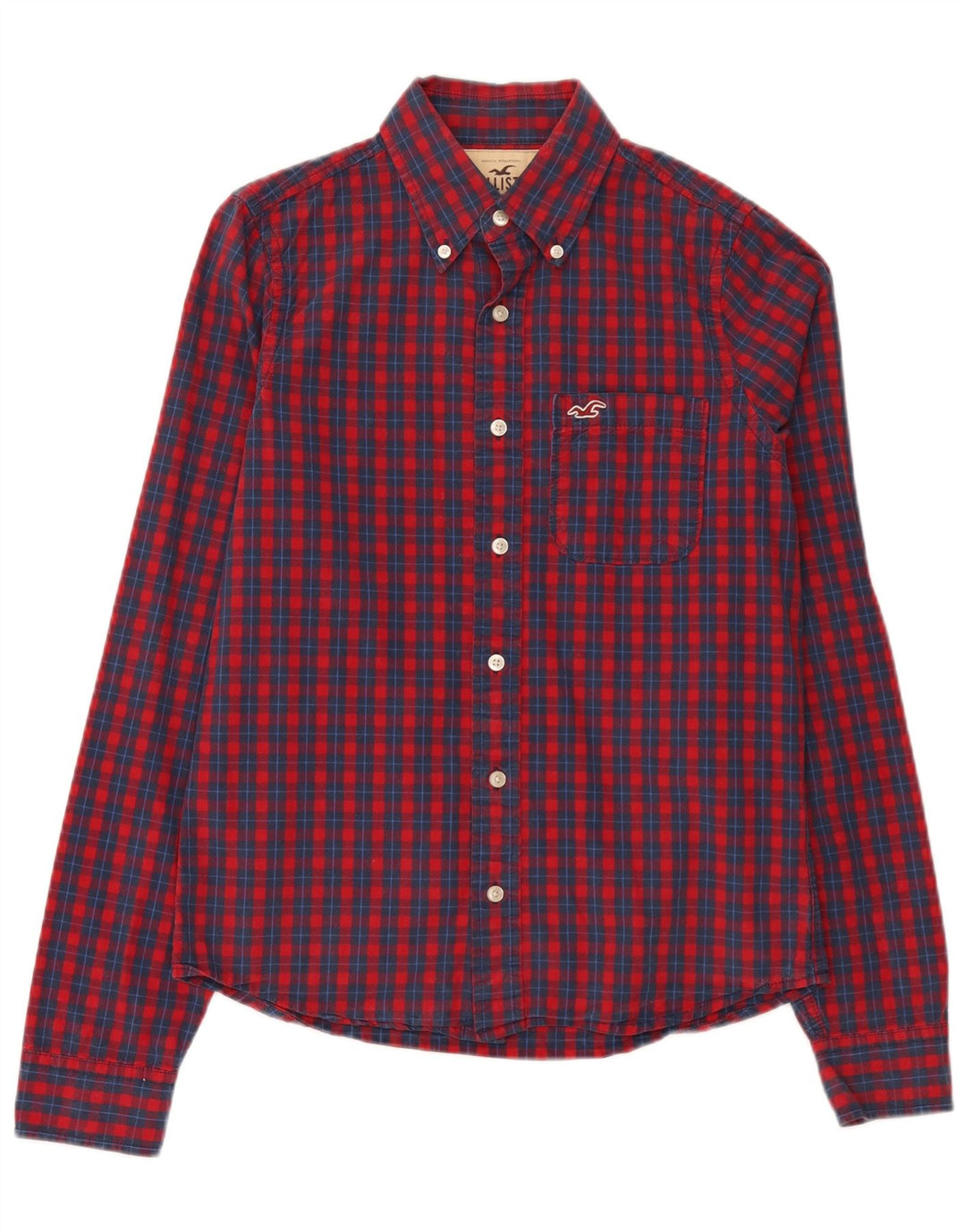 Camicia Hollister da uomo in cotone a quadri rossi medi