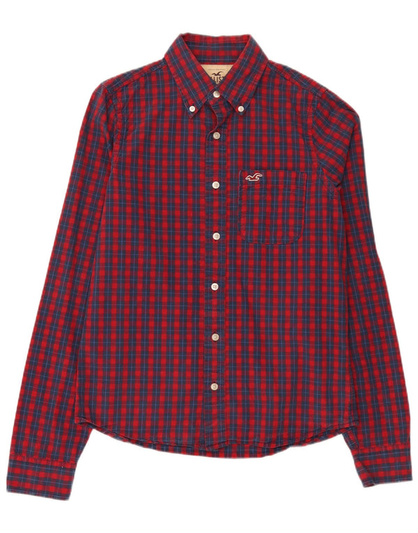 Camicia Hollister da uomo in cotone a quadri rossi medi