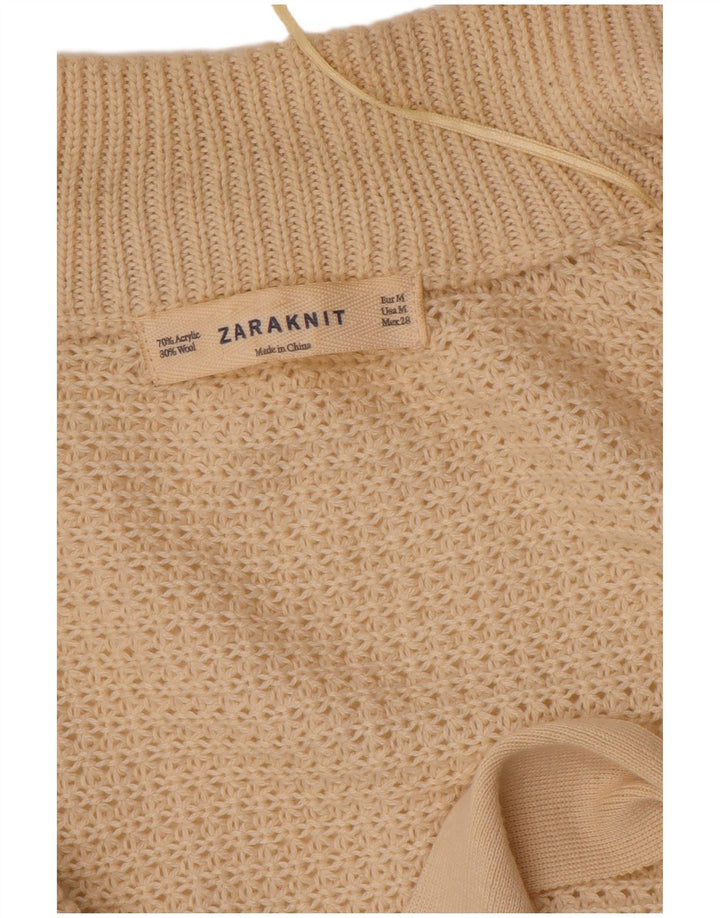 Maglione cardigan aperto oversize a maniche corte da donna Zara UK 14 Beige medio