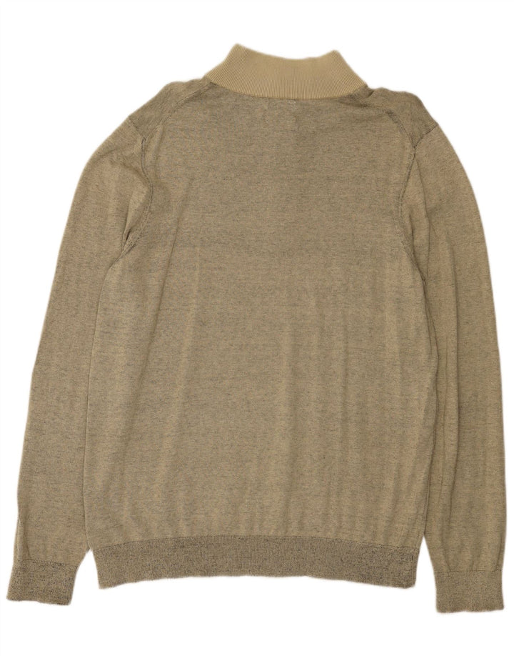 Maglione da uomo con zip e collo Calvin Klein in cotone screziato beige medio