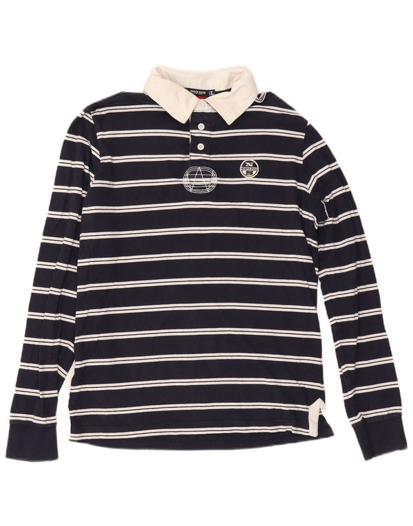 Polo da rugby da uomo a maniche lunghe North Sails a righe grandi blu navy