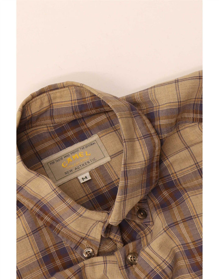 Camicia da uomo in flanella color cammello a quadri beige medio