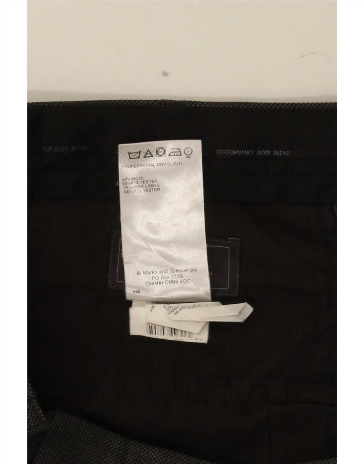 Pantaloni da abito dritti da uomo Marks & Spencer W38 L30 lana grigia