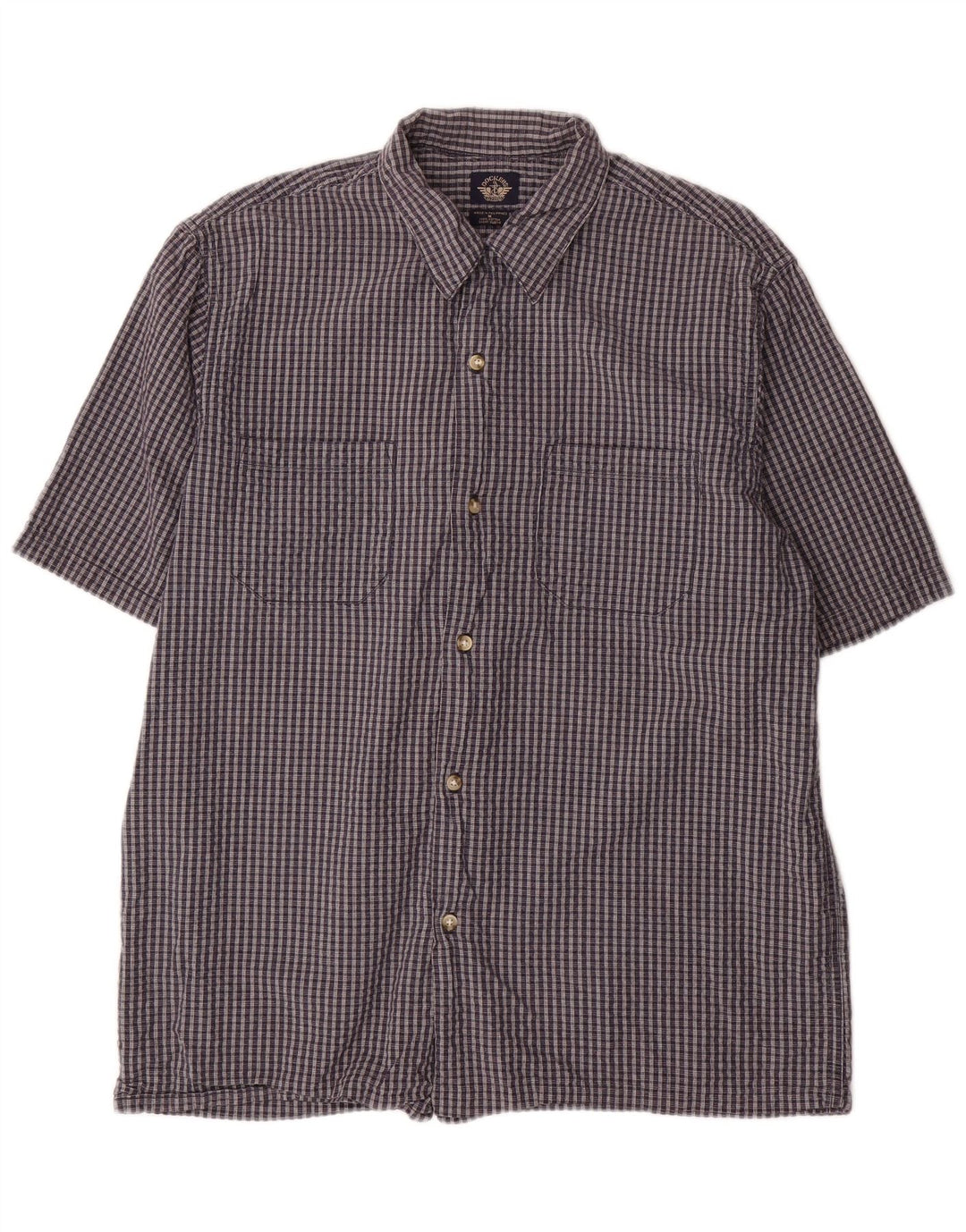 DOCKERS Camicia a maniche corte da uomo in cotone a quadri blu navy medio