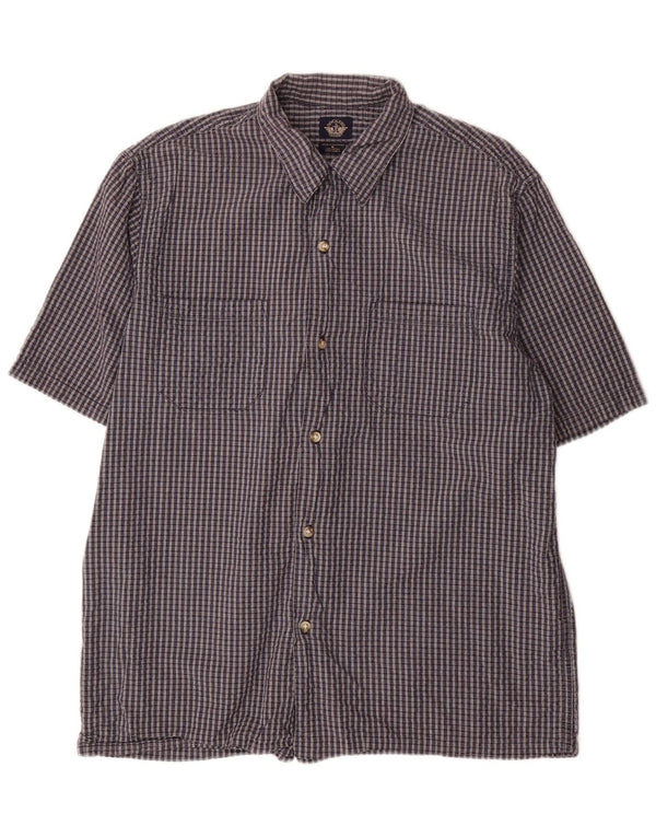 DOCKERS Camicia a maniche corte da uomo in cotone a quadri blu navy medio