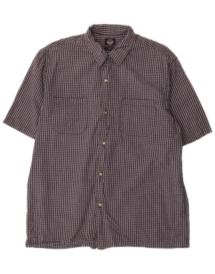 DOCKERS Camicia a maniche corte da uomo in cotone a quadri blu navy medio