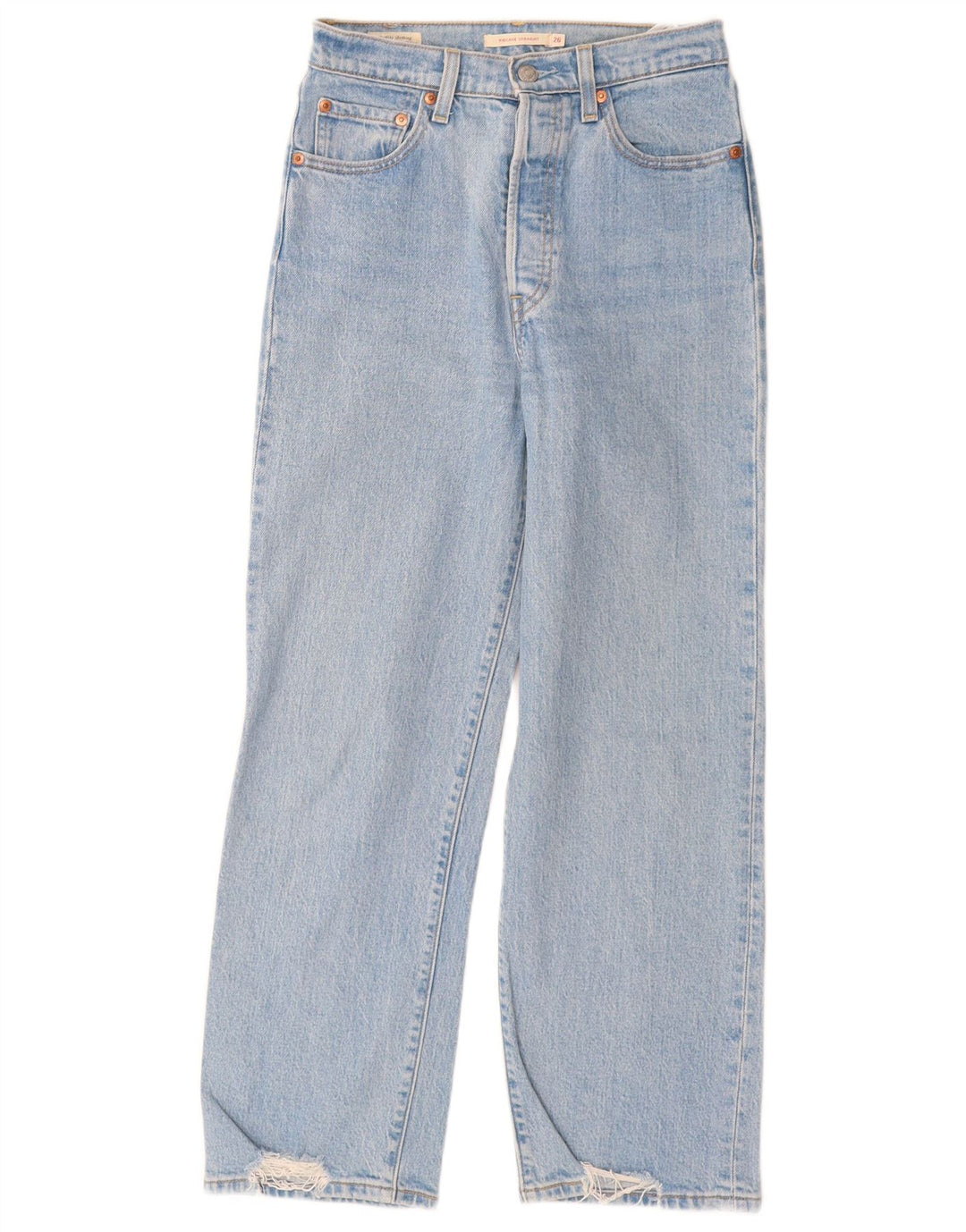 Jeans dritti effetto consumato Ribcage da donna Levi's W26 L27 cotone blu