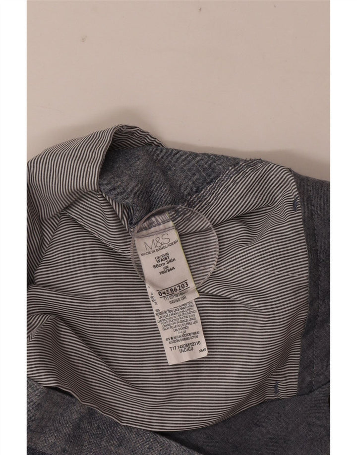 Pantaloncini chino da uomo Marks & Spencer W34 grande lino blu navy