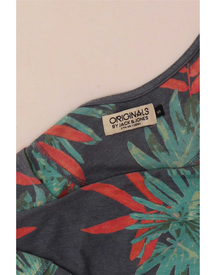 Jack & Jones Mens Vest Top Small Navy Blue Floral