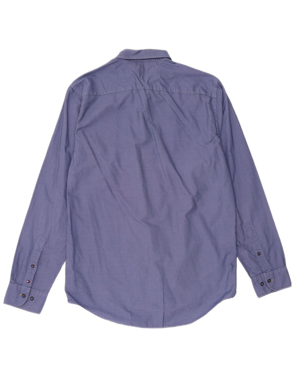 Tommy Hilfiger Uomo New York Fit Camicia Grande Blu Gessato Cotone