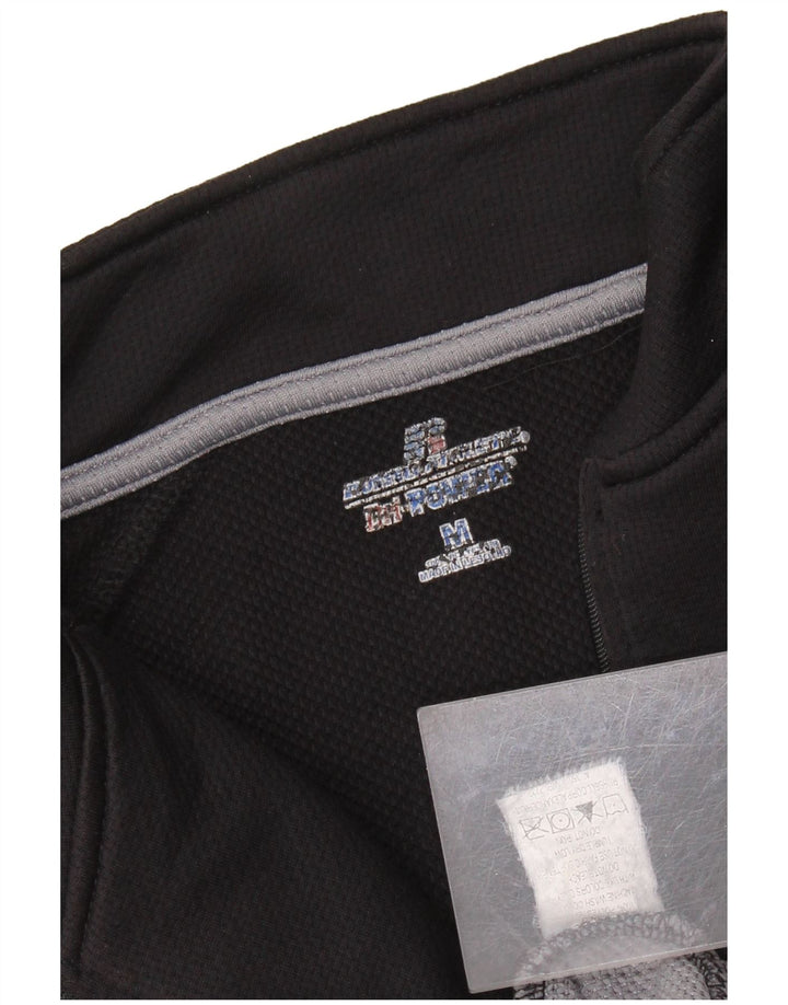 Russell Athletic Top da uomo con zip e collo a maniche lunghe in poliestere nero medio