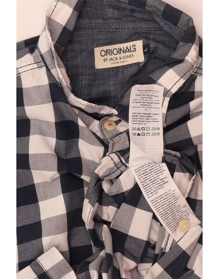 Camicia a maniche corte da uomo Jack & Jones grande in cotone a quadri blu navy