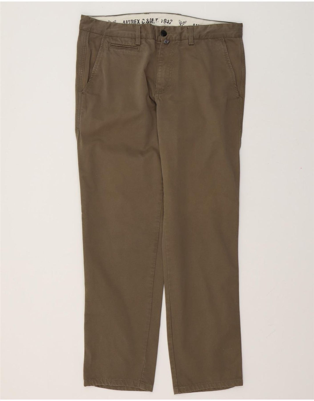 Pantaloni chino dritti da uomo Avirex W36 L32 cotone kaki