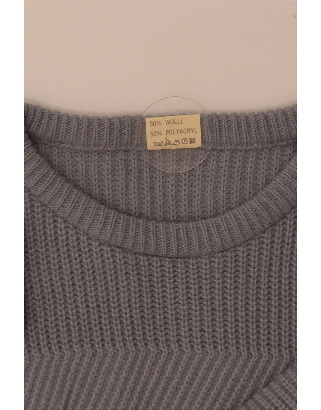 Maglione girocollo da uomo vintage IT 50/52 grande lana grigia