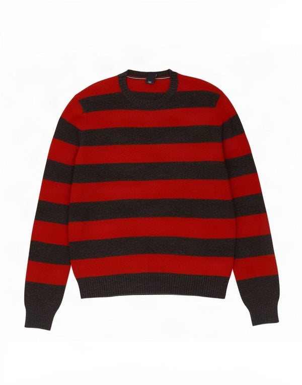 Gap Mens Crew Neck Jumper Sweater Small Red Striped Cotton