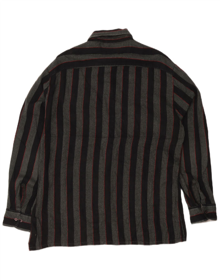 Camicia da uomo con zaino in spalla, camicia grande in acrilico a righe grigie