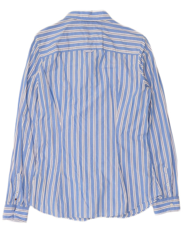 TOMMY HILFIGER Camicia da donna con volant sul davanti US 10 Cotone a righe grandi blu