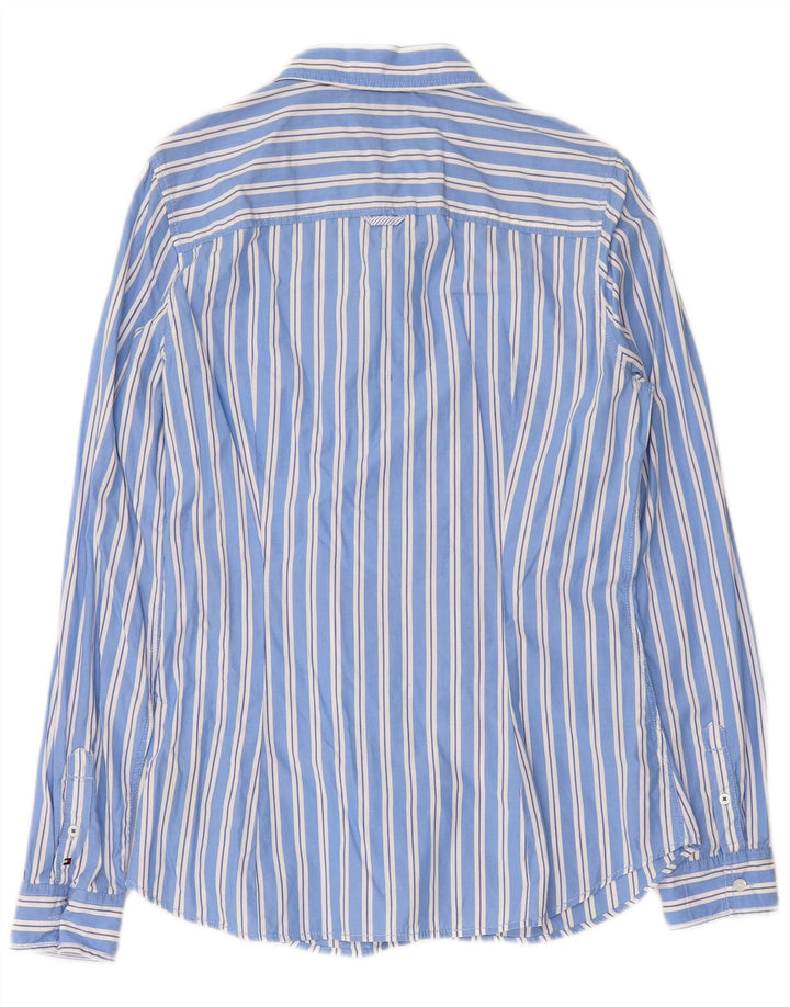 TOMMY HILFIGER Camicia da donna con volant sul davanti US 10 Cotone a righe grandi blu