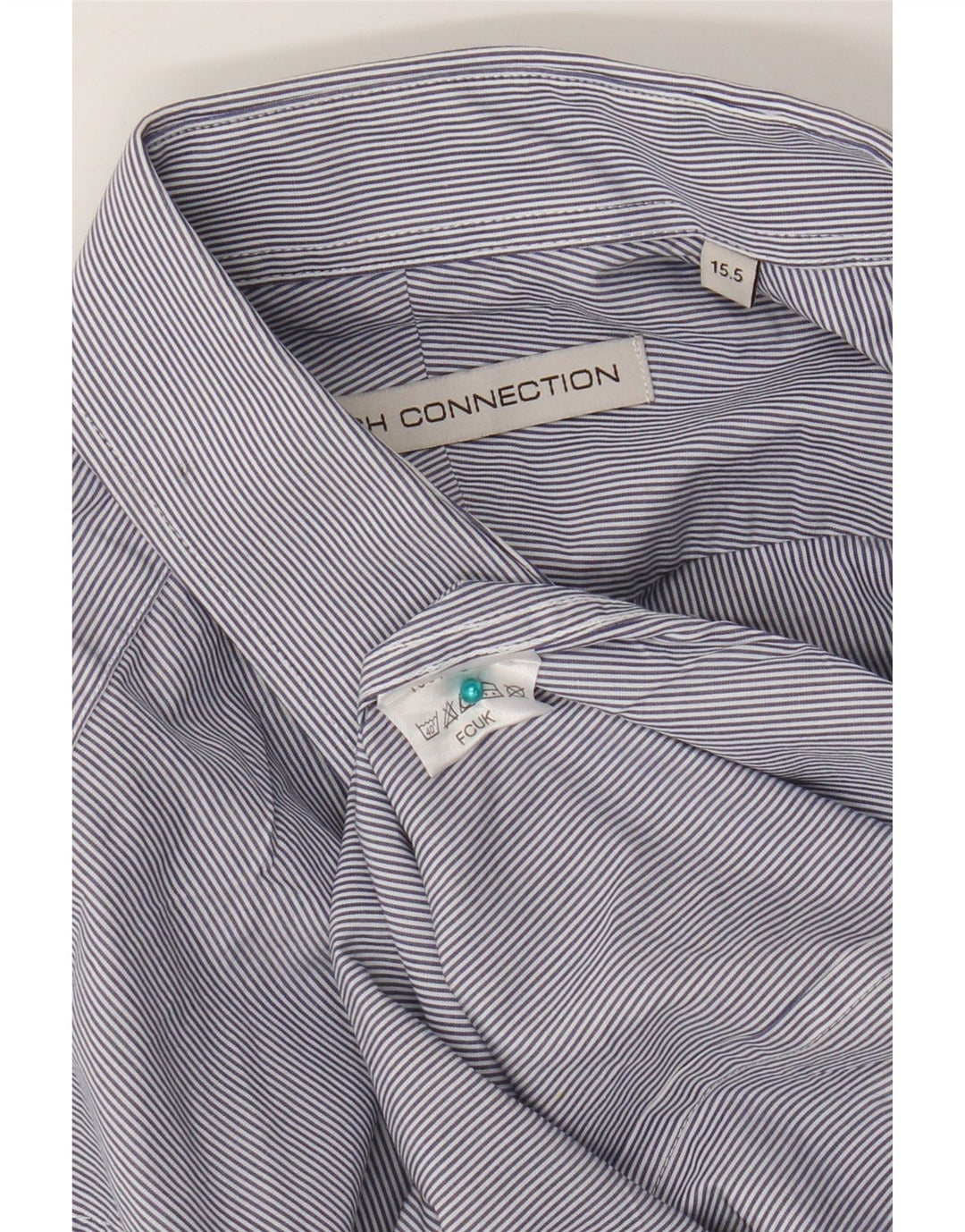 Camicia da uomo French Connection taglia 15,5 cotone gessato blu medio