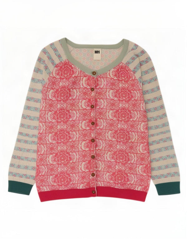 Maglione cardigan corto da donna White Stuff UK 10 Piccolo cotone floreale rosa