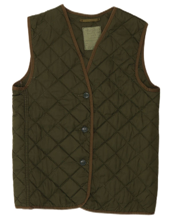 Gilet trapuntato oversize da donna vintage US 1 XS color kaki