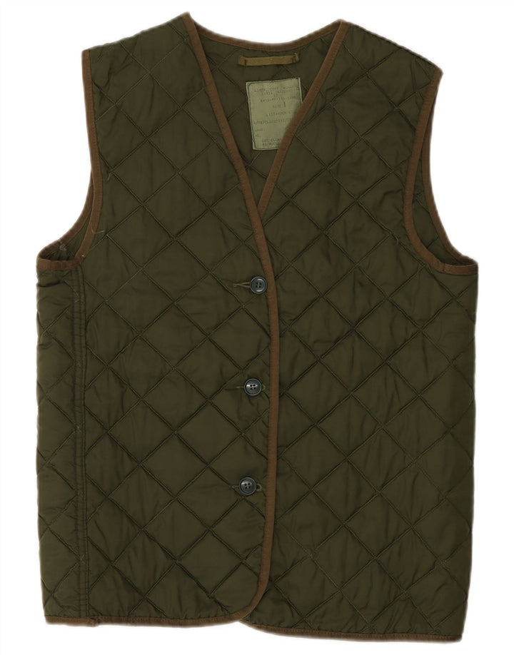 Gilet trapuntato oversize da donna vintage US 1 XS color kaki